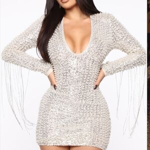 Elegant Silver Sequin Dress